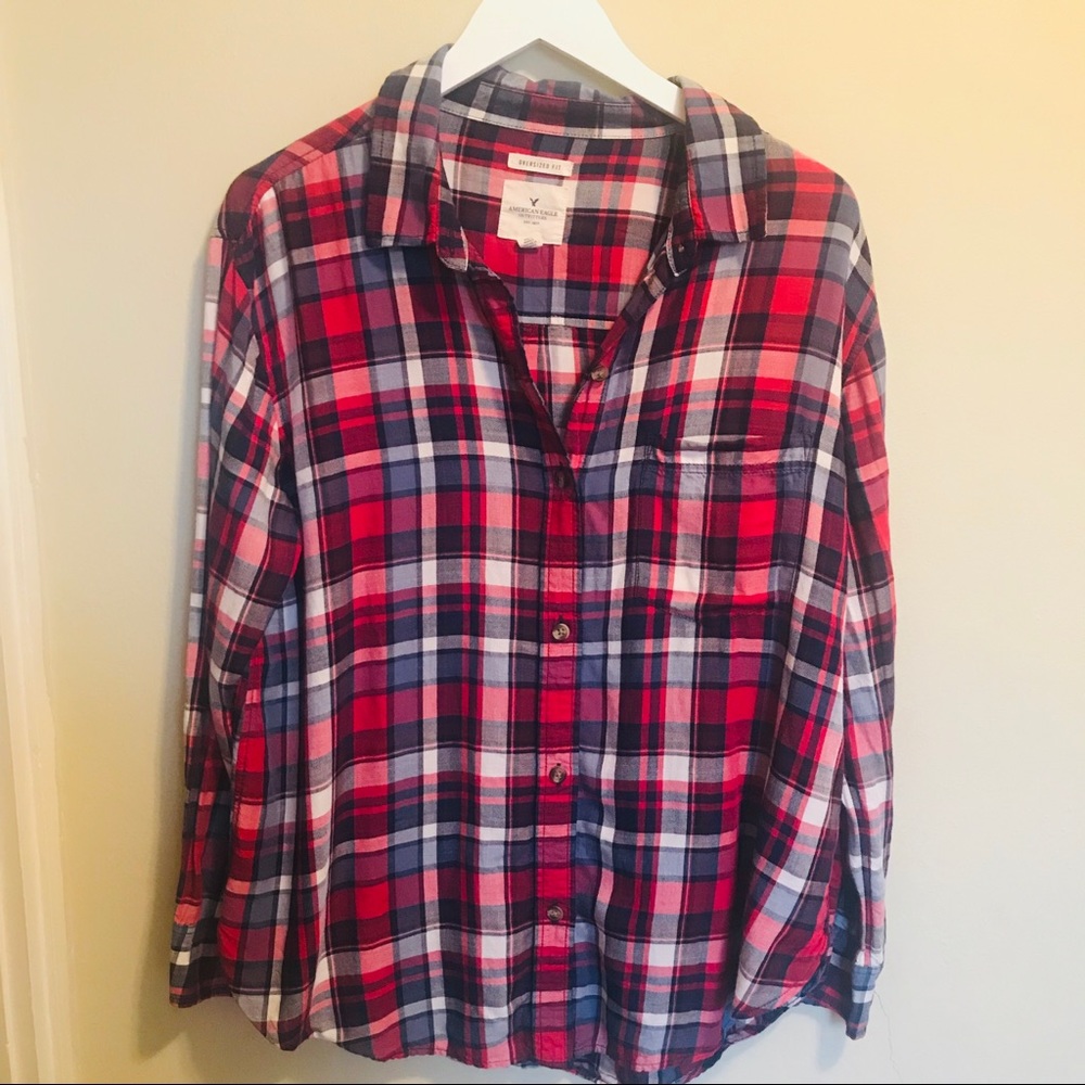 American Eagle Plaid Button Up Shirt Size L